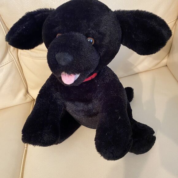 RARE Build A Bear Black Lab Puppy 25th Celebration Red Collar NEW Soft PLUSH - Picture 2 of 14